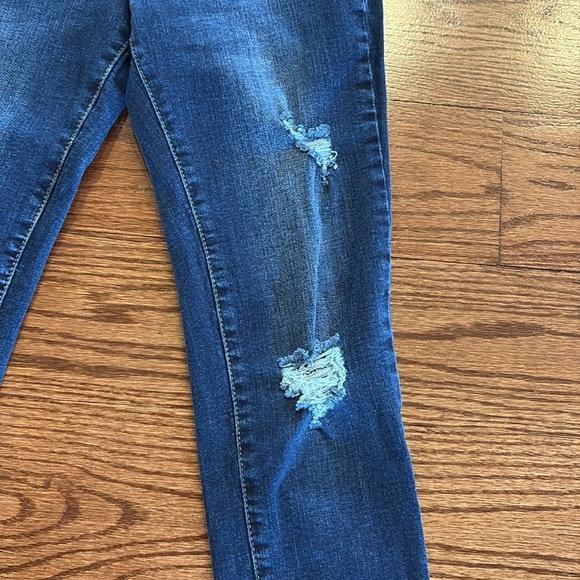 Pinkblush maternity slim straight distressed ripped stretch crop jeans blue 26 - Picture 4 of 12